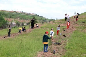 Diyarbakır'da Minik öğrenciler depremde hayatını kaybedenlerin anısına fidan dikti