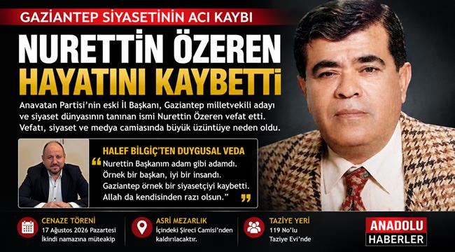 Nurettin Özeren’in Vefatı Gaziantep’i Yasa Boğdu