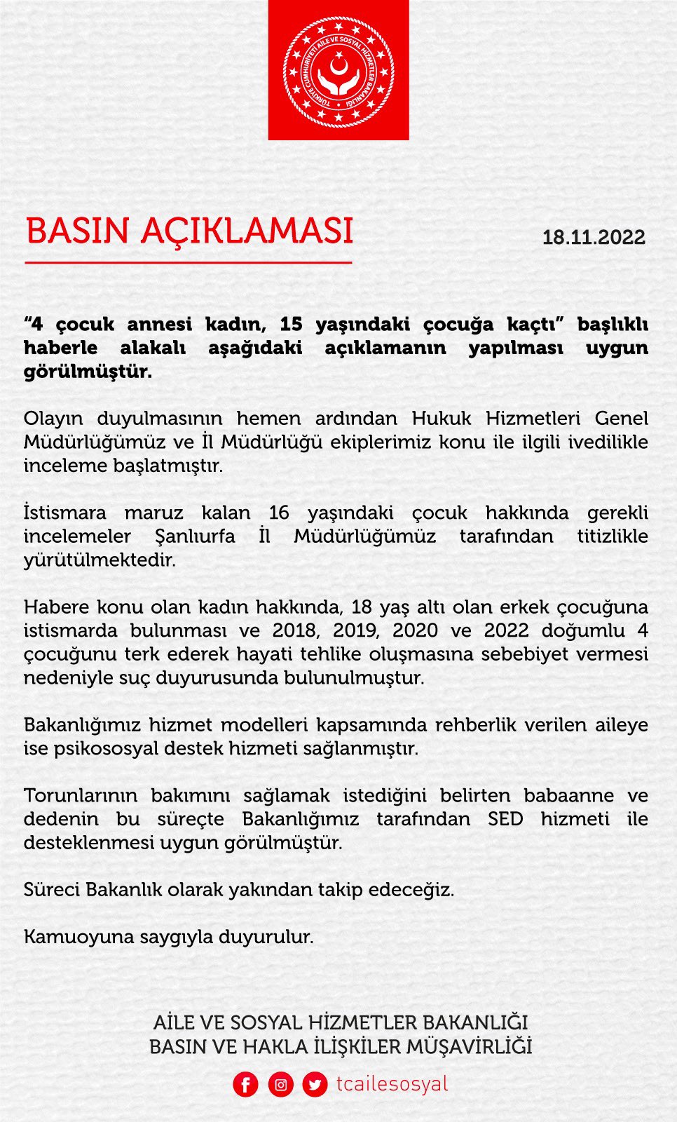 4 Çocuk Annesi, 15 Yaşında Çocuğa Kaçınca Bakanlık Harekete Geçti