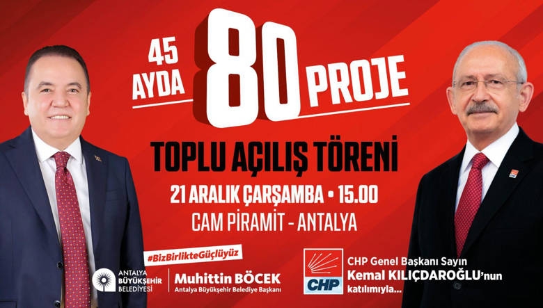 Antalya Büyükşehir’den; “45 ayda 80 proje” için toplu açılış töreni