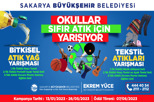 Sakarya'da Bitkisel Atık Yağ ve Tekstil Atıkları toplama yarışmaları başlıyor