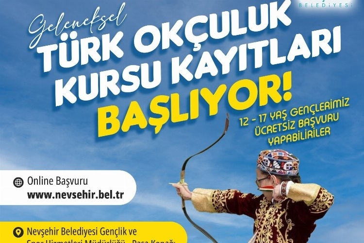 Nevşehir'de Geleneksel Türk Okçuluğu Kursu açılacak.