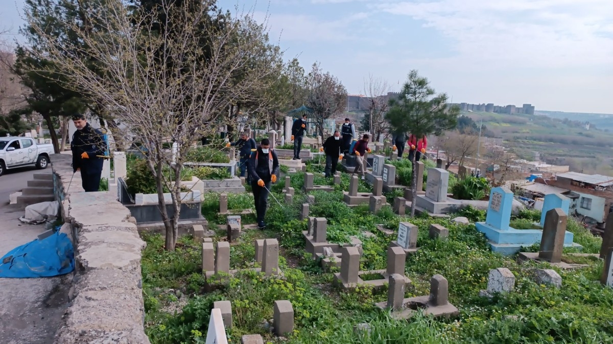 Diyarbakır'da Mezarlıklarda yabani ot ilaçlaması