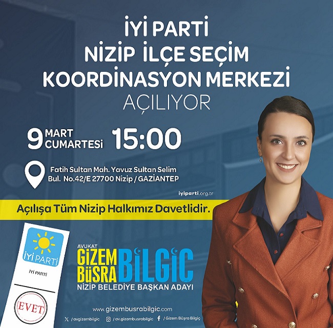 Nizip'te Tarih Yazacak Bir Aday Geliyor: Av.Gizem Büşra Bilgiç Seçim Ofisini Açıyor!