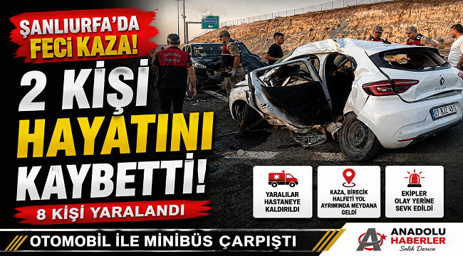 Şanlıurfa'da Feci Kaza: Birecik'te Otomobil ile Minibüs Çarpıştı, 2 Ölü 8 Yaralı